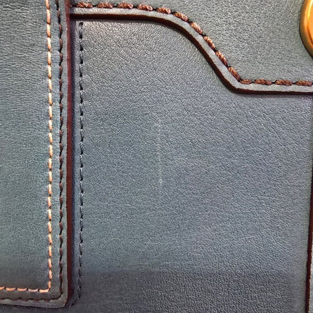 Vintage Coach Hampton Turn Lock Teal/Turquoise Leather Carry All Satchel Bag - Picture 5 of 16